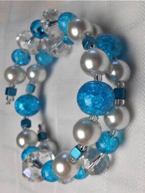 Handmade jewelry set with memory wire bracelets and earrings & beads